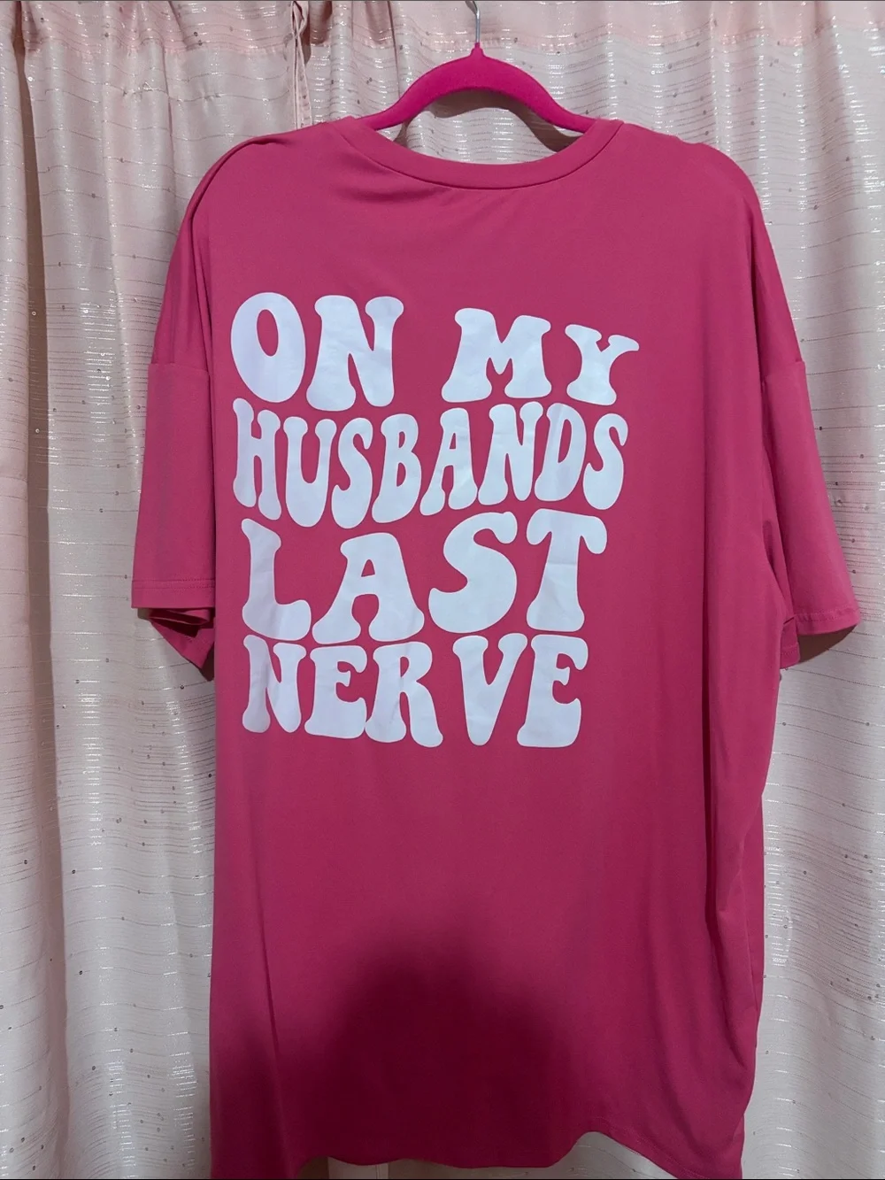 SHEIN Hot Pink Short-Sleeve Tee with White Skeleton Hand Graphic